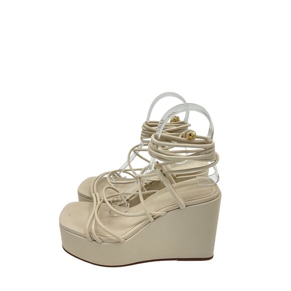 Schutz Strappy White Magdalena Wedge Sandals Size 6.5 - Picture 3 of 7